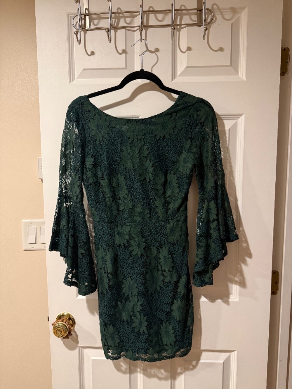 Lulus green lace long sleeve mini dress size S